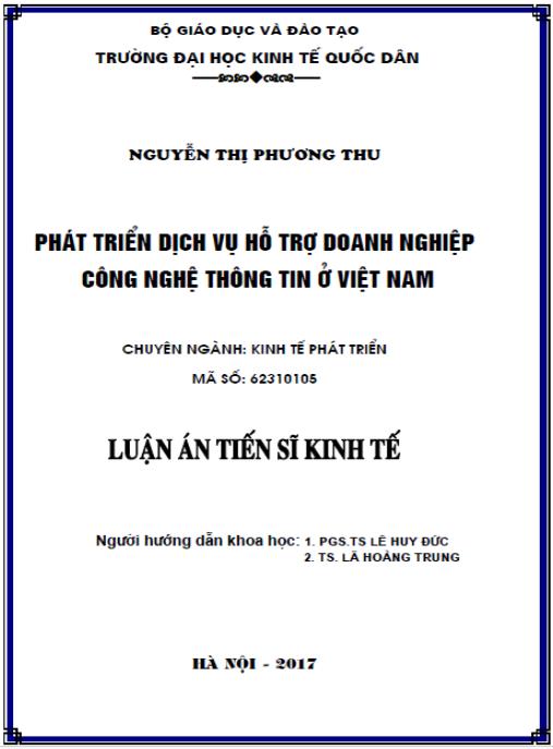 Luận án Phát triển dịch vụ hỗ trợ doanh nghiệp công nghệ thông tin ở Việt Nam
