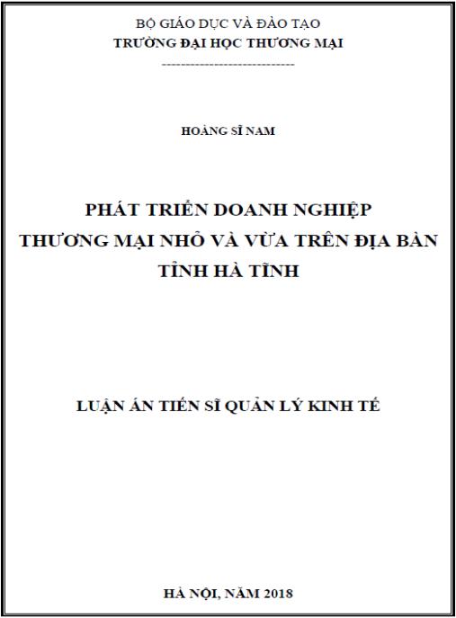 Luận án Phát triển doanh nghiệp thương mại nhỏ và vừa trên địa bàn tỉnh Hà Tĩnh