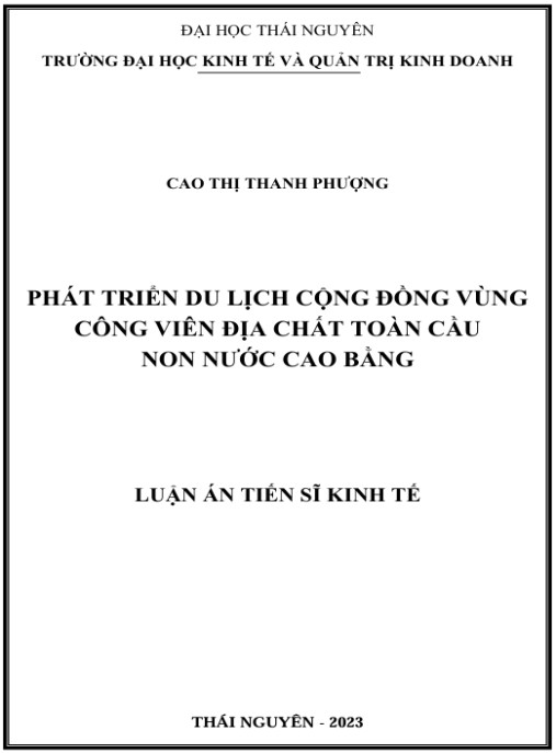Luận án Phát triển du lịch cộng đồng vùng Công viên địa chất toàn cầu Non Nước Cao Bằng