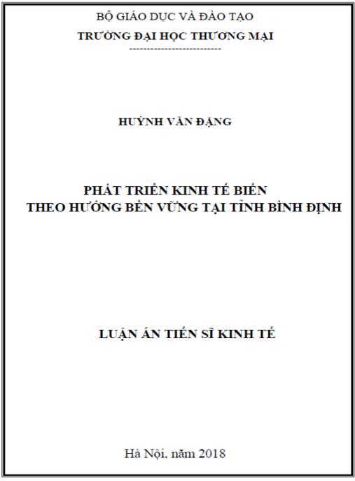 Luận án Phát triển kinh tế biển theo hướng bền vững tại tỉnh Bình Định