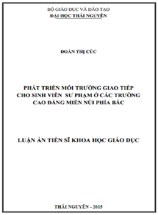 Luận án Phát triển môi trường giao tiếp cho sinh viên sư phạm ở các trường Cao đẳng miền núi phía Bắc