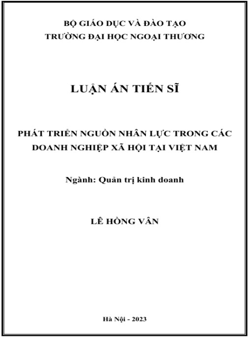 Luận án Phát triển nguồn nhân lực trong các doanh nghiệp xã hội tại Việt Nam