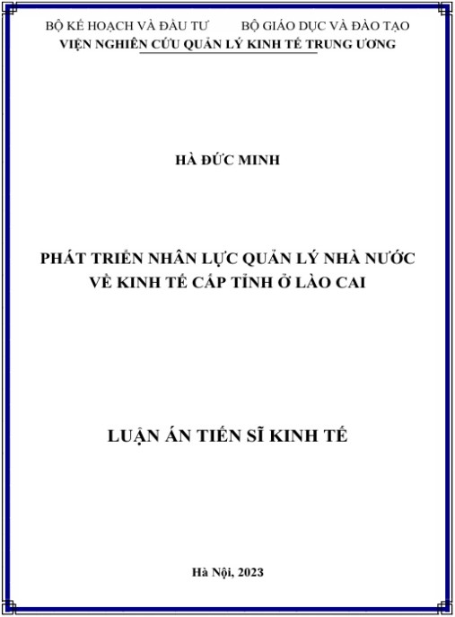 Luận án Phát triển nhân lực quản lý nhà nước về kinh tế cấp tỉnh ở Lào Cai