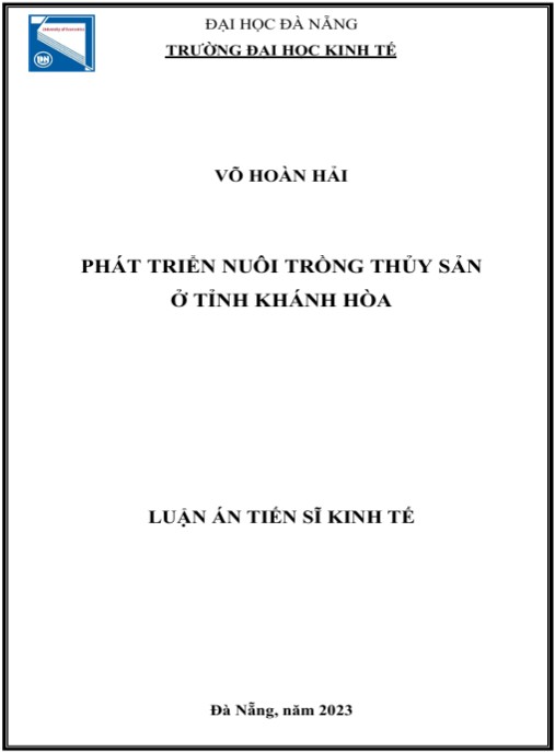 Luận án Phát triển nuôi trồng thủy sản ở tỉnh Khánh Hòa