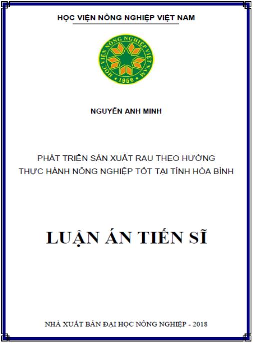 Luận án Phát triển sản xuất rau theo hướng thực hành nông nghiệp tốt tại tỉnh Hòa Bình