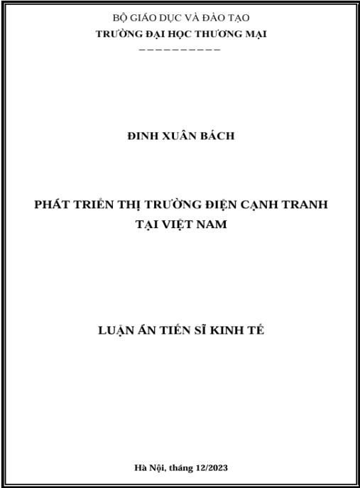 Luận án Phát triển thị trường điện cạnh tranh tại Việt Nam