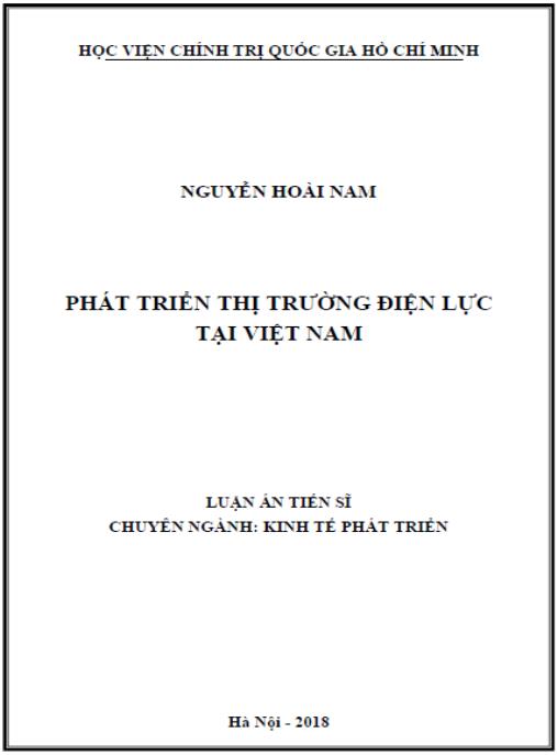 Luận án Phát triển thị trường điện lực tại Việt Nam