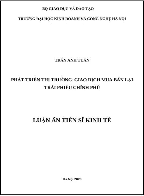Luận án Phát triển thị trường giao dịch mua bán lại trái phiếu chính phủ