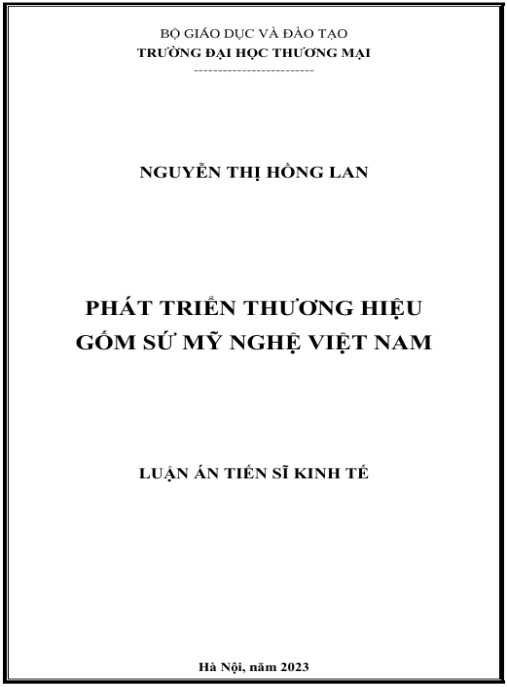 Luận án Phát triển thương hiệu Gốm sứ Mỹ nghệ Việt Nam