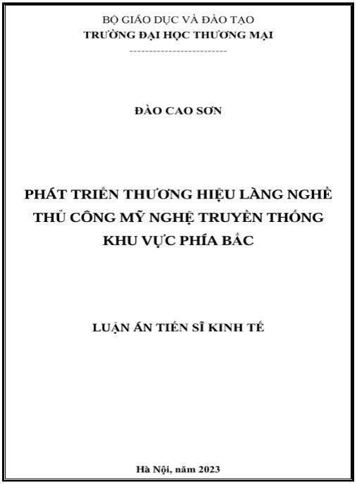 Luận án Phát triển thương hiệu làng nghề thủ công mỹ nghệ truyền thống khu vực phía Bắc