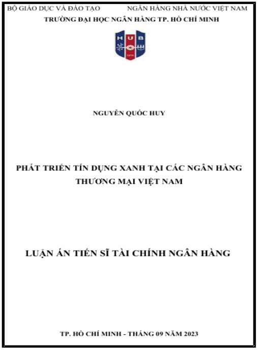 Luận án Phát triển tín dụng xanh tại các ngân hàng thương mại Việt Nam