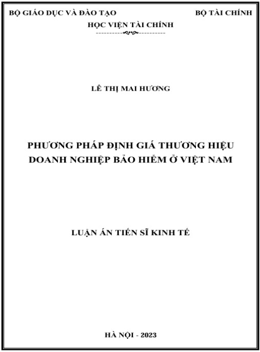 Luận án Phương pháp định giá thương hiệu doanh nghiệp bảo hiểm ở Việt Nam