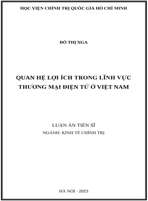 Luận án Quan hệ lợi ích trong lĩnh vực thương mại điện tử ở Việt Nam