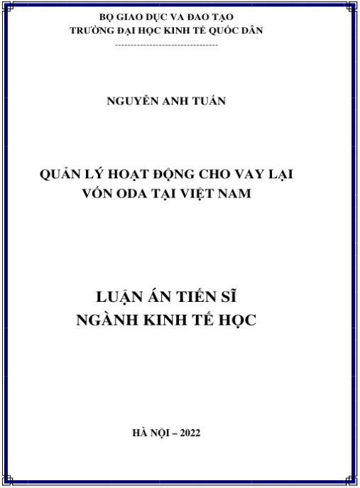 Luận án Quản lý hoạt động cho vay lại vốn ODA tại Việt Nam
