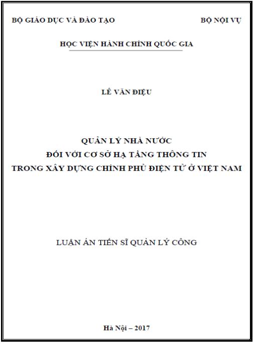 Luận án Quản lý nhà nước đối với cơ sở hạ tầng thông tin trong xây dựng Chính phủ điện tử ở Việt Nam