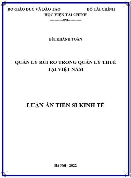 Luận án Quản lý rủi ro trong quản lý thuế tại Việt Nam