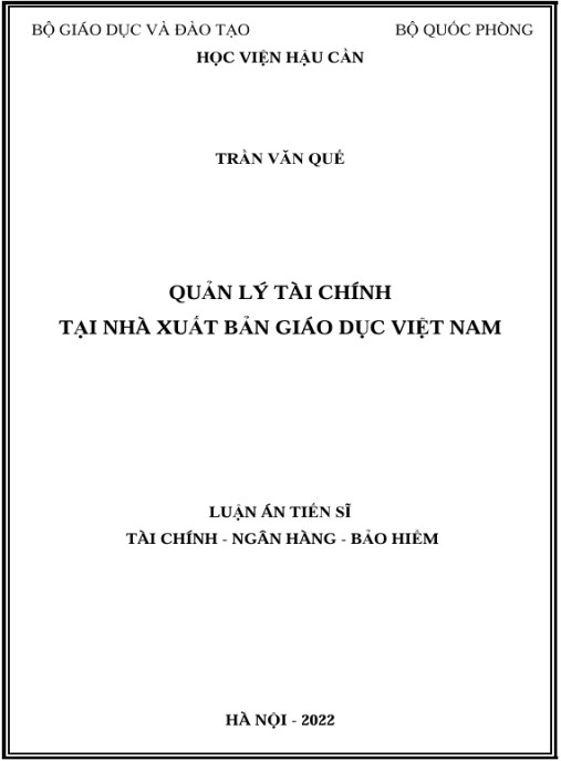 Luận án Quản lý tài chính tại Nhà xuất bản Giáo dục Việt Nam