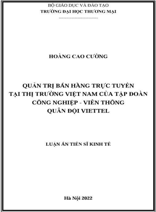 Luận án Quản trị bán hàng trực tuyến tại thị trường Việt Nam của Tập đoàn Công nghiệp – Viễn thông Quân độ Viettel