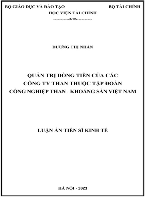 Luận án Quản trị dòng tiền của các Công ty than thuộc Tập đoàn Công nghiệp Than – Khoáng sản Việt Nam