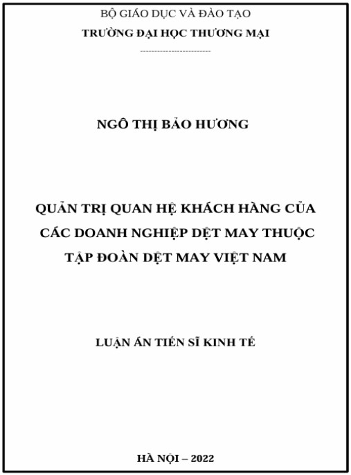 Luận án Quản trị quan hệ khách hàng của các doanh nghiệp dệt may thuộc Tập đoàn dệt may Việt Nam