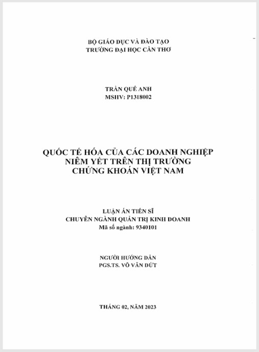 Luận án Quốc tế hóa của các doanh nghiệp niêm yết trên thị trường chứng khoán Việt Nam