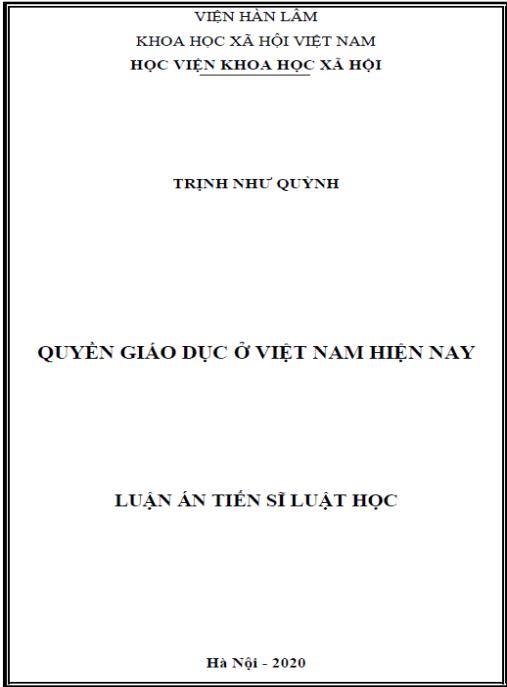 Luận án Quyền Giáo dục ở Việt Nam
