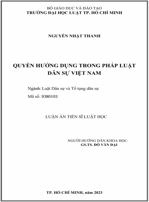 Luận án Quyền hưởng dụng trong pháp luật dân sự Việt Nam