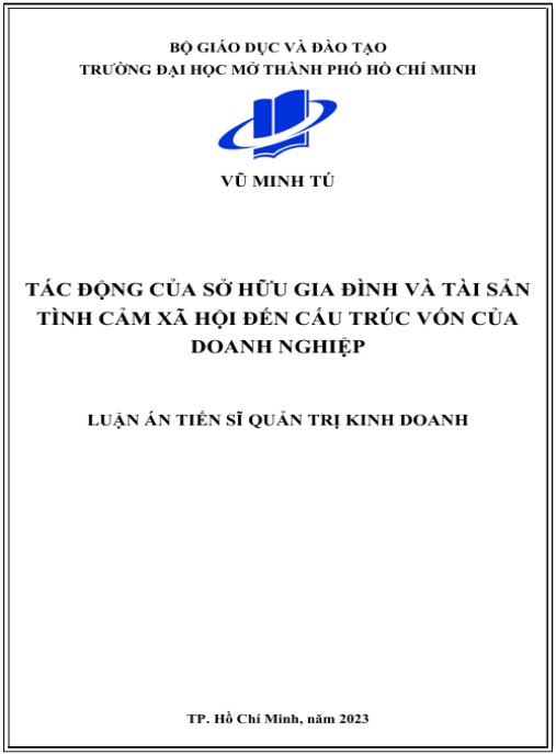 Luận án Tác Động Của Sở Hữu Gia Đình Và Tài Sản Tình Cảm Xã Hội Đến Cấu Trúc Vốn Của Doanh Nghiệp.