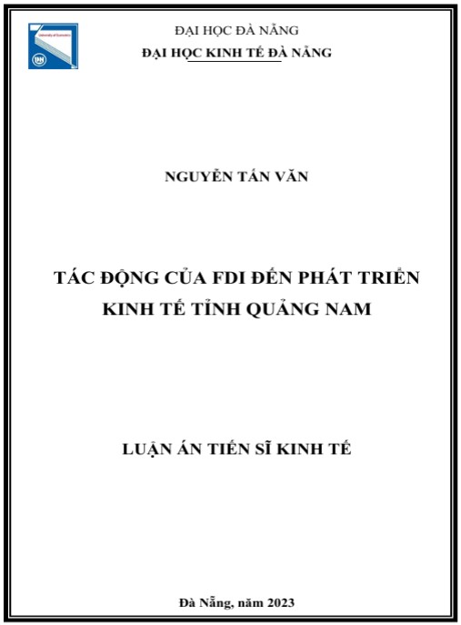 Luận án Tác động của FDI đến phát triển kinh tế tỉnh Quảng Nam