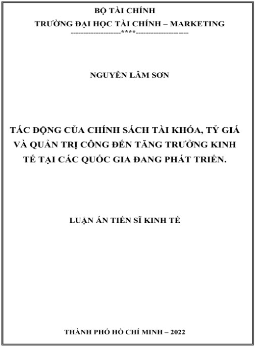Luận án Tác động của chính sách tài khóa, tỷ giá và quản trị công đến tăng trưởng kinh tế tại các quốc gia đang phát triển.