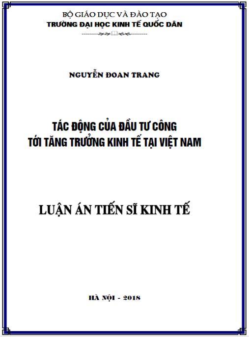 Luận án Tác động của đầu tư công tới tăng trưởng kinh tế tại Việt Nam