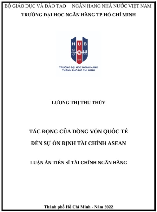 Luận án Tác động của dòng vốn quốc tế đến sự ổn định tài chính ASEAN