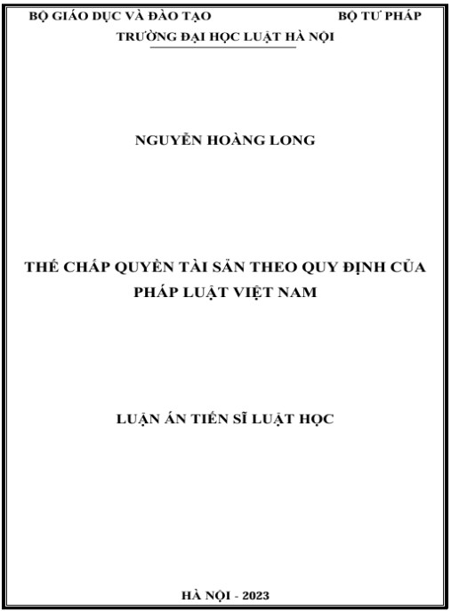 Luận án Thế chấp quyền tài sản theo quy định của pháp luật Việt Nam