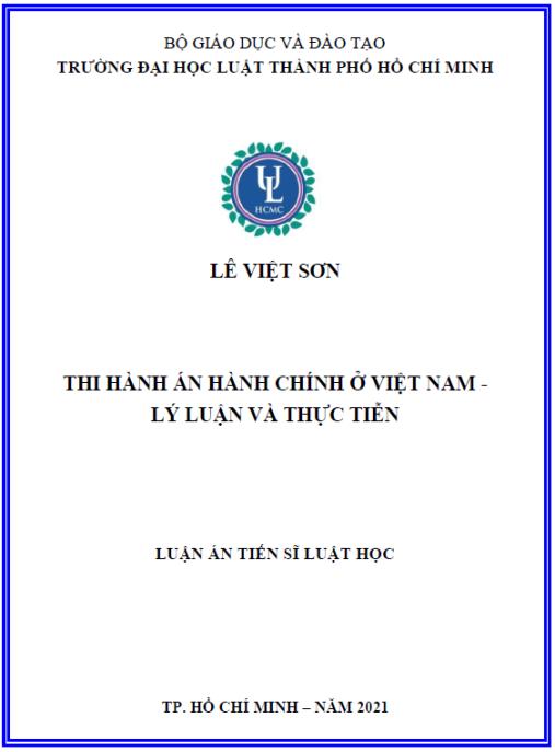 Luận án Thi hành án hành chính ở Việt Nam – Lý luận và thực tiễn