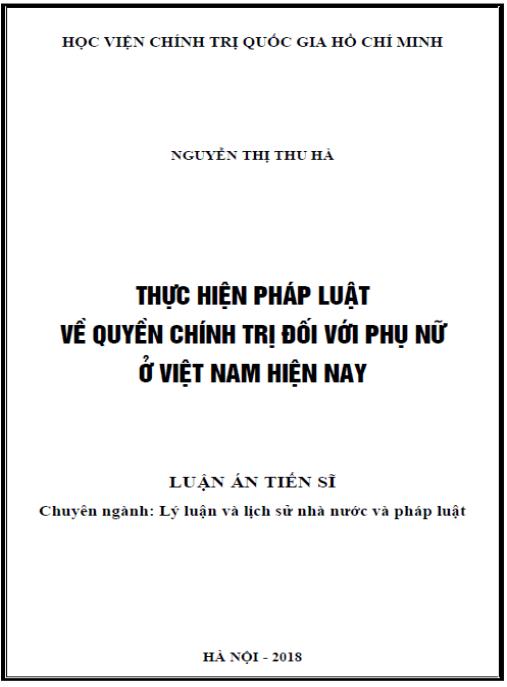 Luận án Thực hiện pháp luật về quyền chính trị đối với phụ nữ ở Việt Nam hiện nay