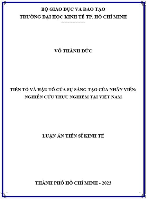 Luận án Tiền tố và hậu tố của sự sáng tạo của nhân viên: Nghiên cứu thực nghiệm tại Việt nam