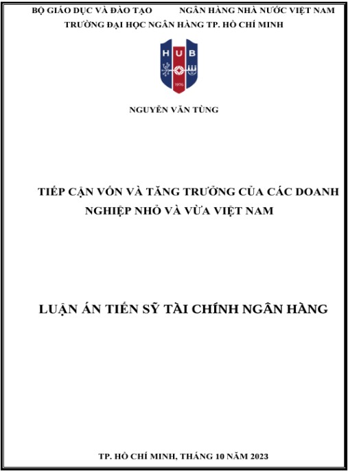 Luận án Tiếp cận vốn và tăng trưởng của các doanh nghiệp nhỏ và vừa Việt Nam