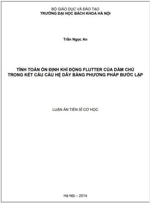 Luận án Tính toán ổn định khí động flutter của dầm chủ trong kết cấu cầu hệ dây bằng phương pháp bước lặp