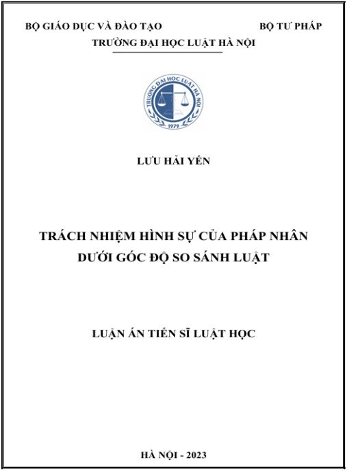Luận án Trách nhiệm hình sự của pháp nhân dưới góc độ so sánh luật
