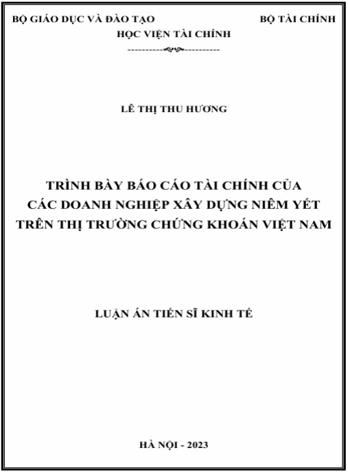 Luận án Trình bày báo cáo tài chính của các doanh nghiệp xây dựng niêm yết trên thị trường chứng khoán Việt Nam