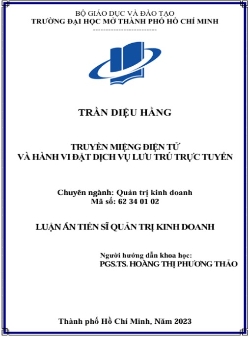 Luận án Truyền miệng điện tử và hành vi đặt dịch vụ lưu trú trực tuyến