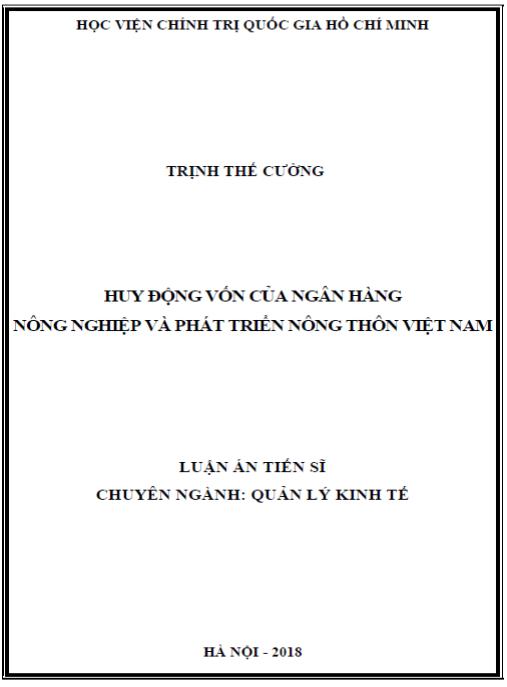Luận án Huy động vốn của Ngân hàng Nông nghiệp và Phát triển nông thôn Việt Nam