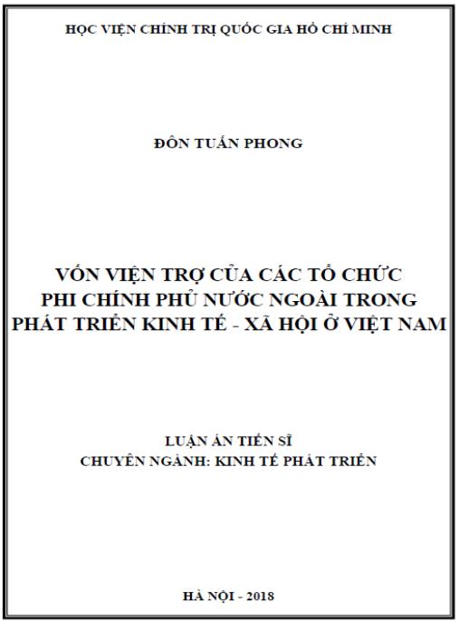 Luận án Vốn viện trợ của các tổ chức phi chính phủ nước ngoài trong phát triển kinh tế – xã hội ở Việt Nam
