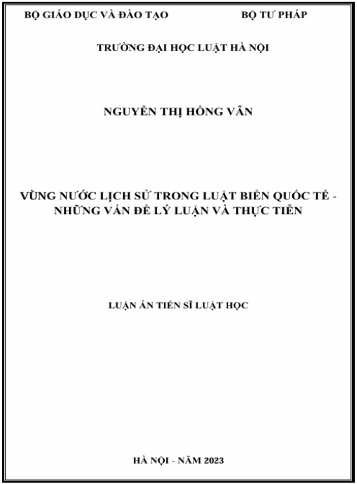 Luận án Vùng nước lịch sử trong Luật Biển quốc tế – những vấn đề lý luận và thực tiễn