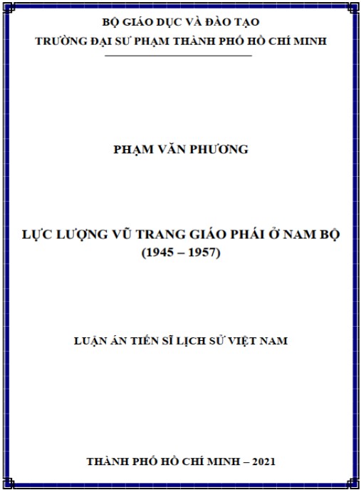 Luận án Lực lượng vũ trang giáo phái ở Nam Bộ (1945 – 1957)