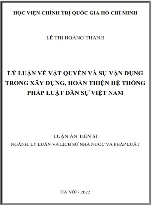 Luận án Lý luận về vật quyền và sự vận dụng trong xây dựng – hoàn thiện hệ thống pháp luật dân sự Việt Nam