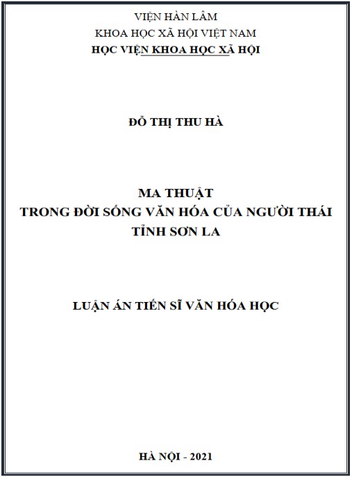 Luận án Ma thuật trong đời sống văn hóa của người Thái tỉnh Sơn La