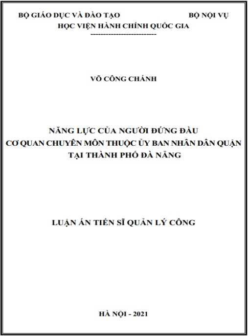 Luận án Năng lực của người đứng đầu cơ quan chuyên môn thuộc ủy ban nhân dân quận tại thành phố Đà Nẵng