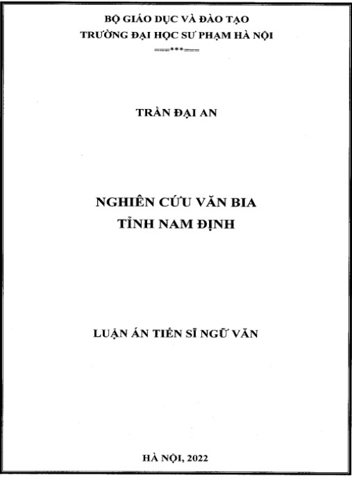 Luận án Nghiên cứu văn bia tỉnh Nam Định