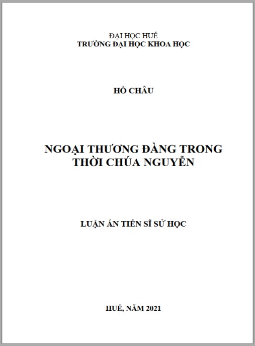 Luận án Ngoại thương Đàng Trong thời chúa Nguyễn